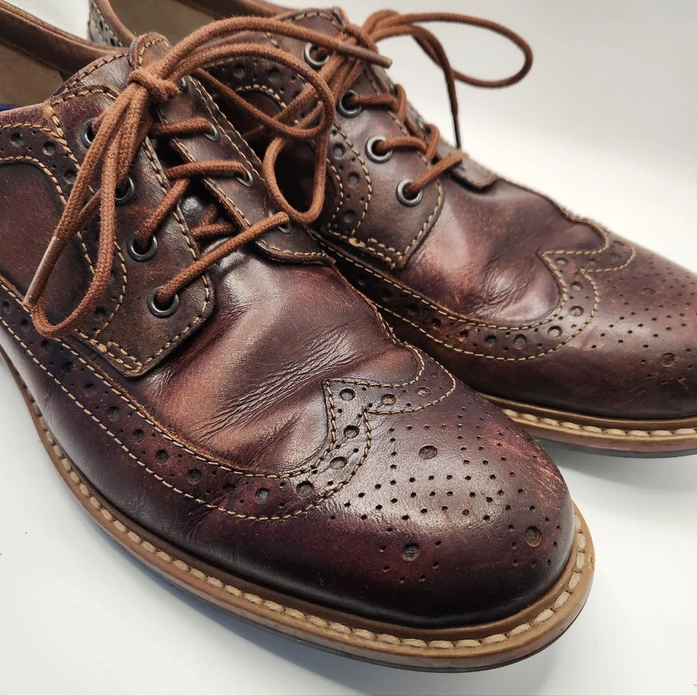 Bostonian Wingtip Brogue Oxford Men's 8 Brown Leather Lace Up Dress‎ Shoe Derby